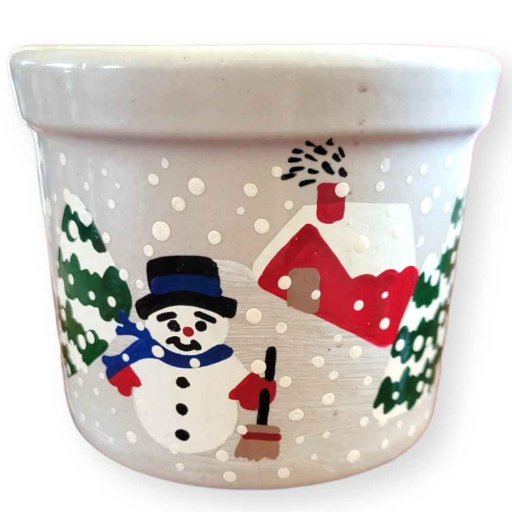 Vtg Crock Bowl RRP Co. Roseville Ohio Oven Proof Heavy Ceramic Pottery